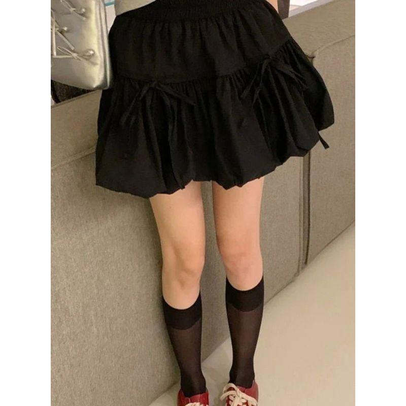 Lantern Bow Pleated Fluffy Short Skirt Lantern Bows Pleated Tutu Skirt