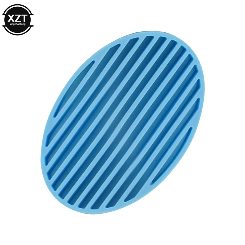 Soap Dishes Silicone Flexible Soap Dishes Holder Bathroom Soap Box Plate Tray Shower Sponge Shelf Drain Non-slip Bath Storage синий