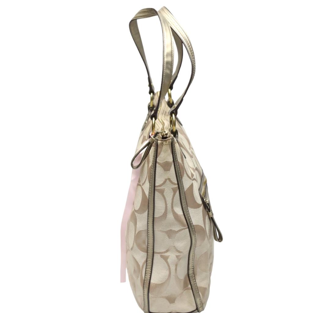 COACH harry metallic reps Tote Bag leather beige x metallic Women 22447 Used