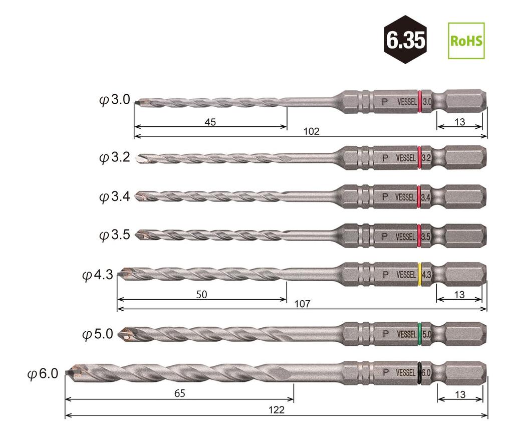 [ Limited] VESSEL Porcelain Tile Drill Bit Set of 7 with Storage Pouch APD7S-1
