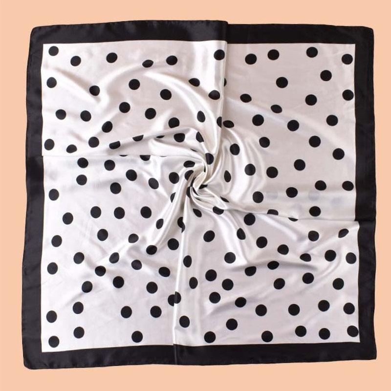 90*90cm Luxury Polka Dots Silk Square Scarf Women Soft Satin Hairband Neckerchief Tie Female Versatile Shawl Headscarf Hijab