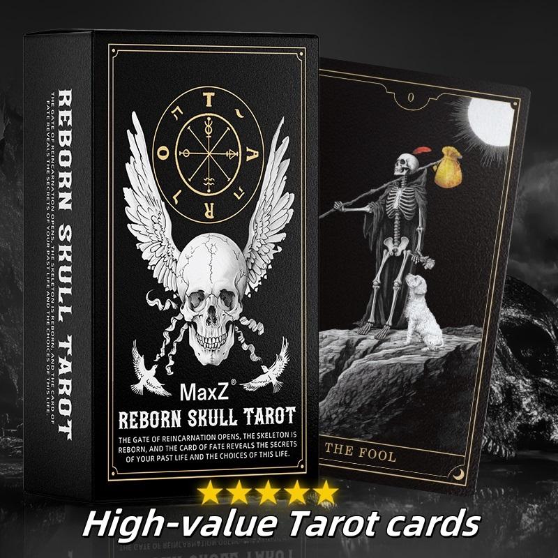 New Skull Black Tarot Deck 78 Cards Gothic Divination Oracle Dark Mystery Rider Waite Spiritual Guidance English Spanish Russian