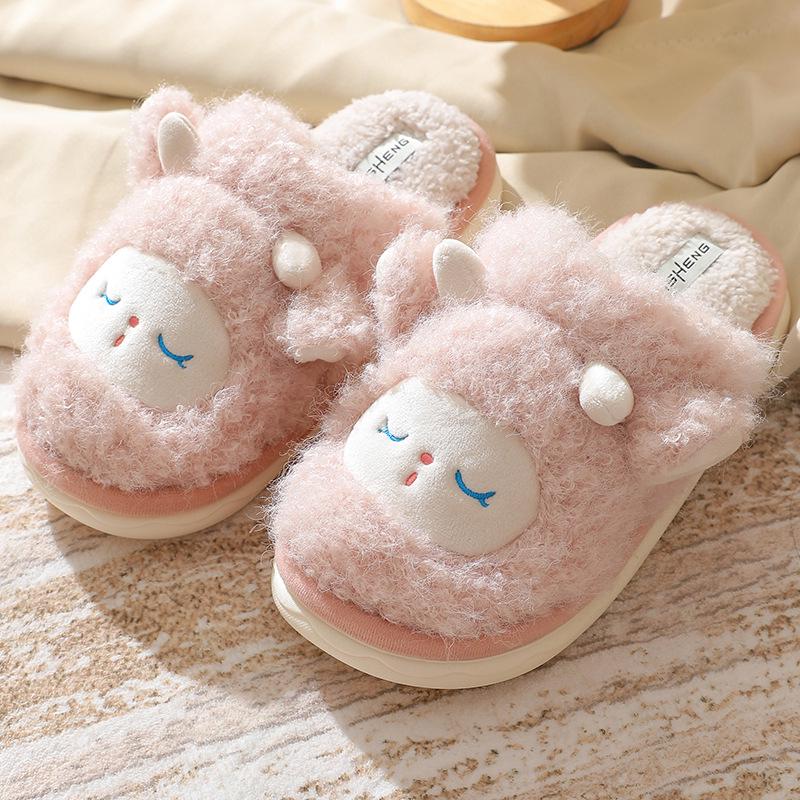 

Мультяшные хлопковые тапочки в виде овечек - Плюшевые, Нескользящие, Мягкая подошва для мужчин и женщин, Идеальны для осени/зимы. 36-37 (Insole 23cm) розовый