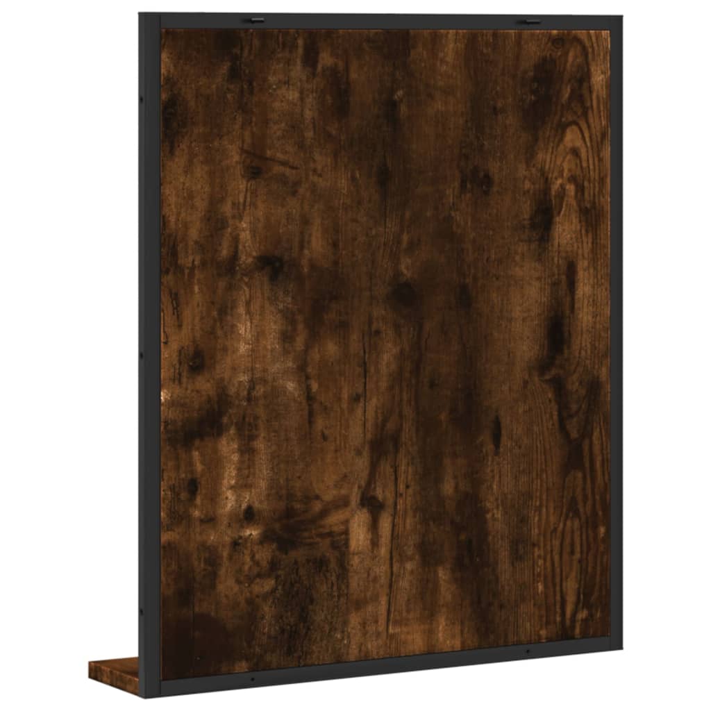 Badezimmerspiegel Mit Regal, Wandspiegel Für Das Badezimmer, Duschspiegel, Rauch-Eiche 50x12x60 Cm Holzwerkstoff