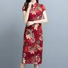 Lady Cheongsam Chinese Style Vintage Stand Collar High Split Summer Qipao for Stage Show