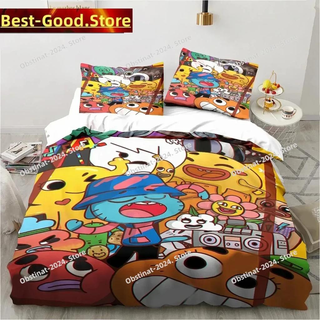Carton The Amazing World Beding Set Gumbal Young Boys Young Girls Twin Quen King-Sized Dimensionsd Dimensions Soft Duvet Cover Pilowcase Bed boys
