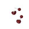Hong Kong Retro Red Heart Oil Drop Stud Earrings - Elegant, Simple, Versatile Jewelry for Women.