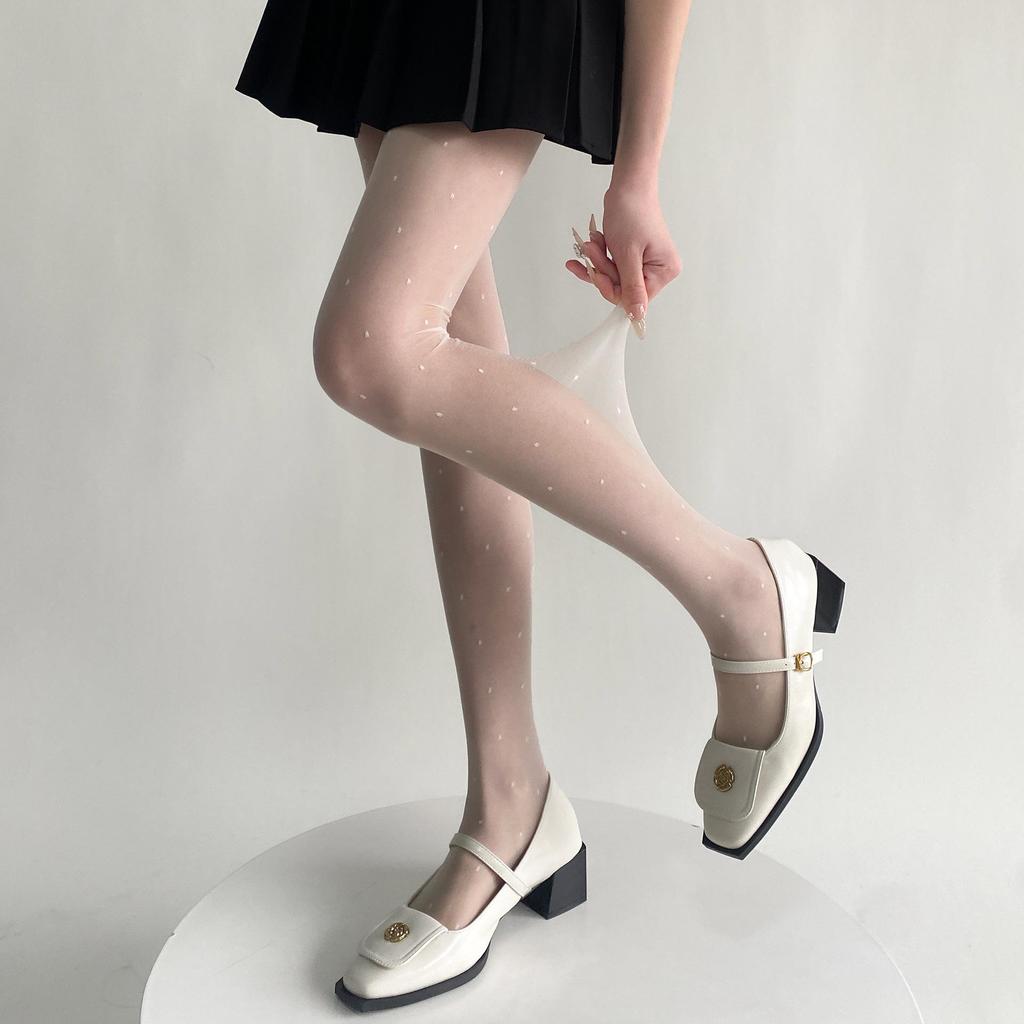 2024 Spring/Summer Core-Spun Jacquard Stockings: Ultra-Thin Slimming Socks with Polka Dots & Hearts