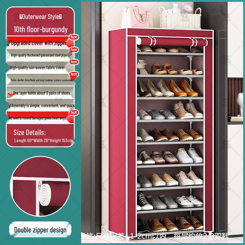 Multi-Layer Indoor Shoe Rack with Curtain