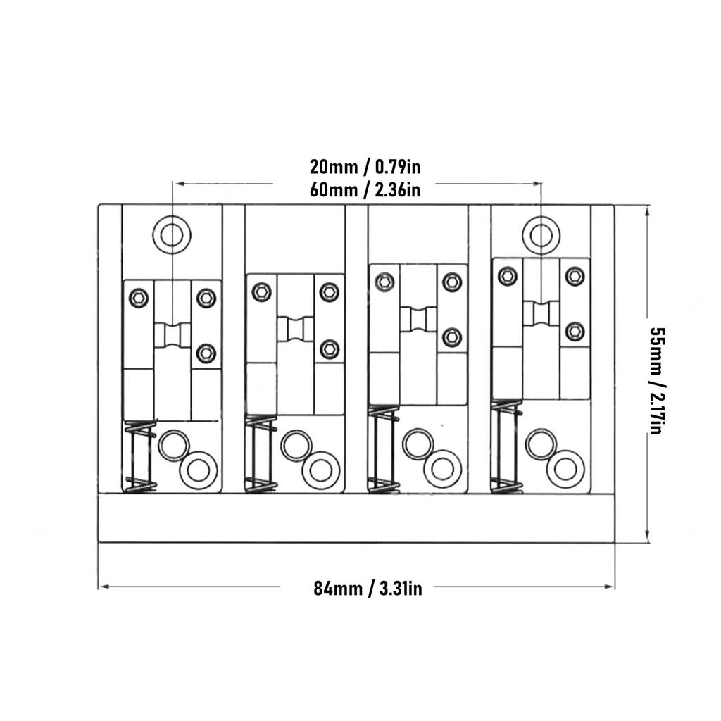 Asixxsix Ponte de Guitarra Ajustável para Baixo com Parafusos e Hexagonal de Liga de Zinco para Substituir Cavaletes de Latão Danificados em Pontes de Baixos Jazz e Baixos Elétricos,