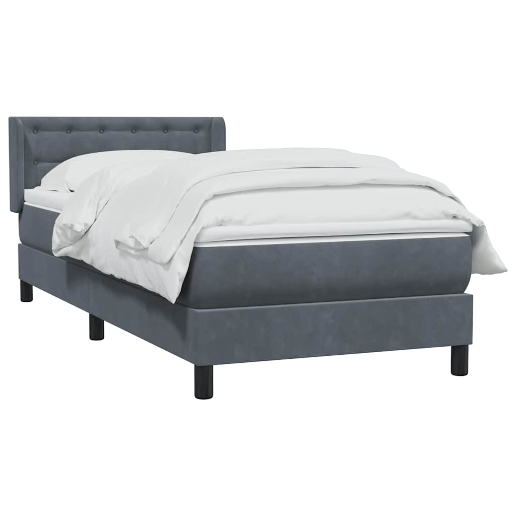 Box Spring Bed with Mattress Dark Gray 80 x 220 cm Velvet