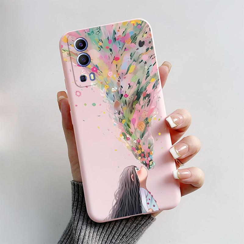 For Vivo Y72 5G Y52 5G Y75s 5G Phone Mask Back Cover 2024 Fashion Butterfly Astronaut Coque Capas For Vivo V2041 2053 Soft Case