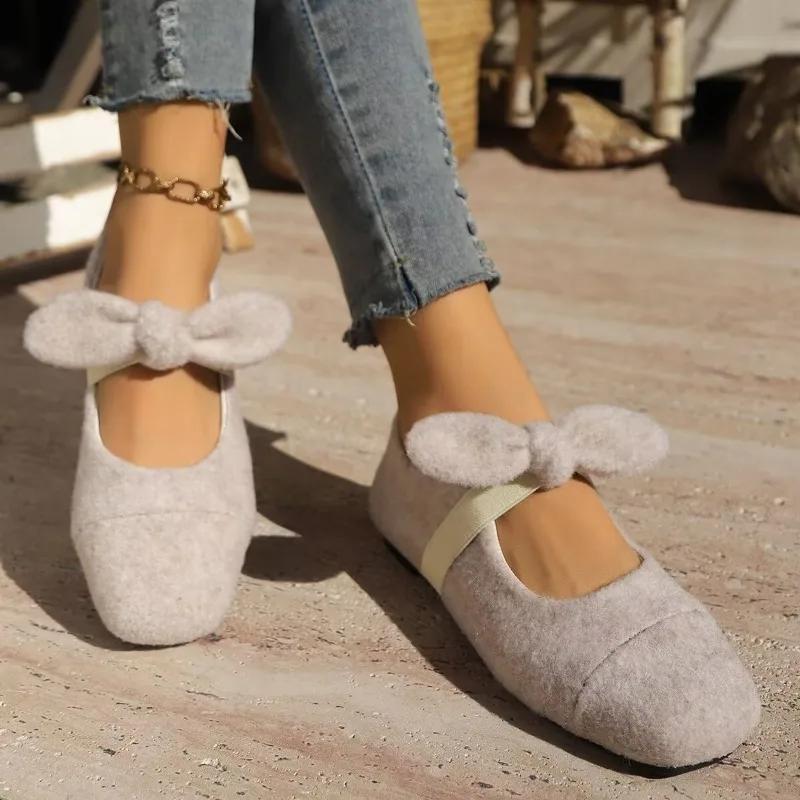 Fashion Ladies Shoes 2025 Fashion Slip on Women's Flats Plus Size Daily Flats Women Bow Tie Square Toe Soft Bottom Shallow Shoes Women