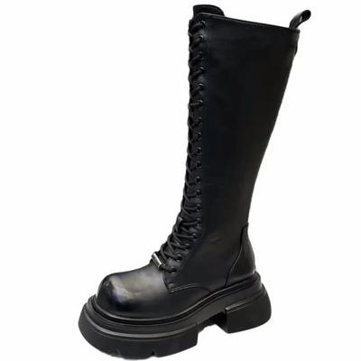 Fashion 2024 New FashionWomen Motorcycle Knee-high Boots Woman Fashion Thick Sole Platform Flats Heels Botas Femininas Long Booties