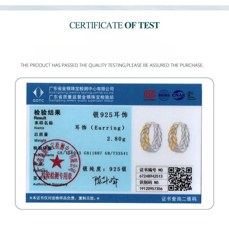 Twist Woven Ear Buckle Women'S Simple And Versatile Two-Color Electroplated S925 Sterling Silver Spot Earrings Earrings