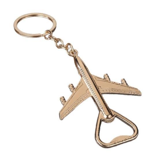 Airplane Bottle Opener Keychain Metal Aircraft Model Keychain Fun Bag Charm Novelty Bottle Opener Gift for Airplane Lovers