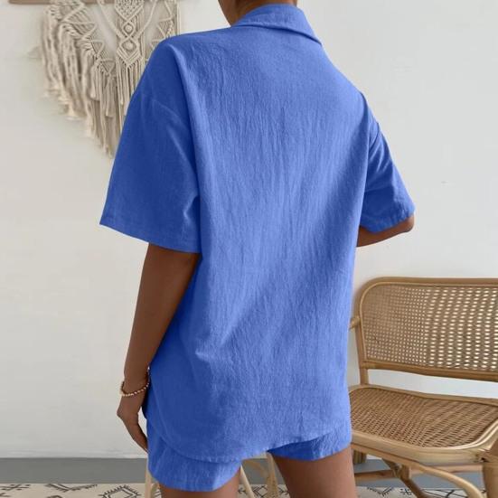 Tuta da donna tinta unita maniche corte casual monopetto cavallo profondo camicetta estiva pantaloncini set abbigliamento quotidiano