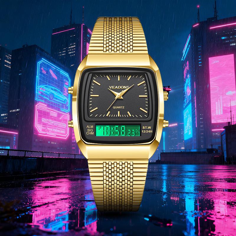 Men s Multifunction Dual Display Quartz Watch - Fashionable & Trendy Student Wristwatch