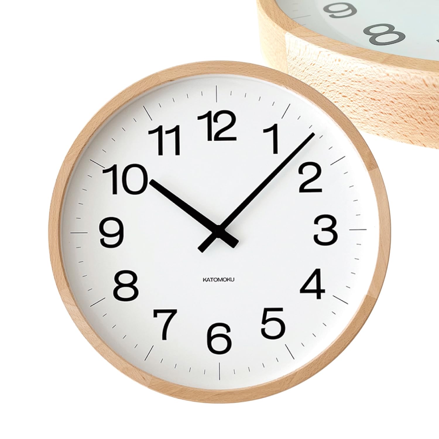 

KATOMOKU muku clock 16 LL Натуральный km-116NA Настенные часы с непрерывной секундной стрелкой, диаметр 38 см (Кварцевые часы)