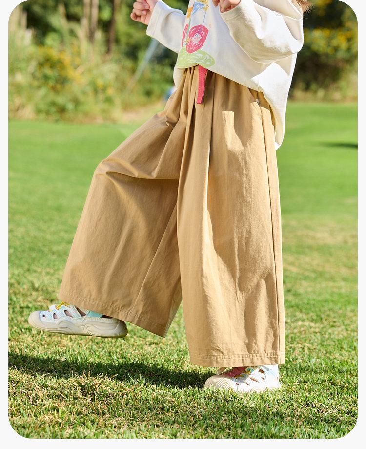 Dududu Home Girls' Pure Cotton Wide-Leg Pants - Spring 2026 New Arrivals for Toddlers & Kids