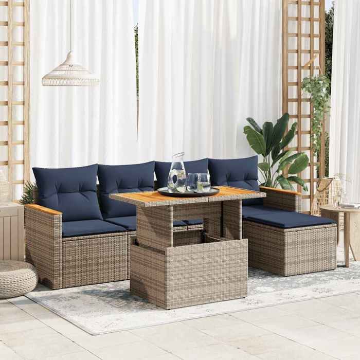 VidaXL Salon de jardin 6 pcs avec coussins gris résine tressée 3327477