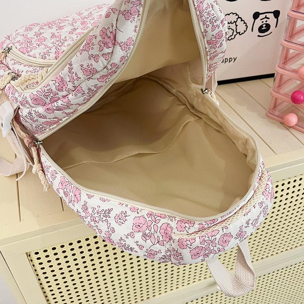 3pcs/set Students Cute Floral School Bag Women Casual Bookbag Travel Large Capacity Backpack with Crossbody Bag and Clutch Purse