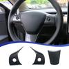 3X Carbon Fiber Interior Steering Wheel Cover Trim For Tesla Model Y/3 -2024