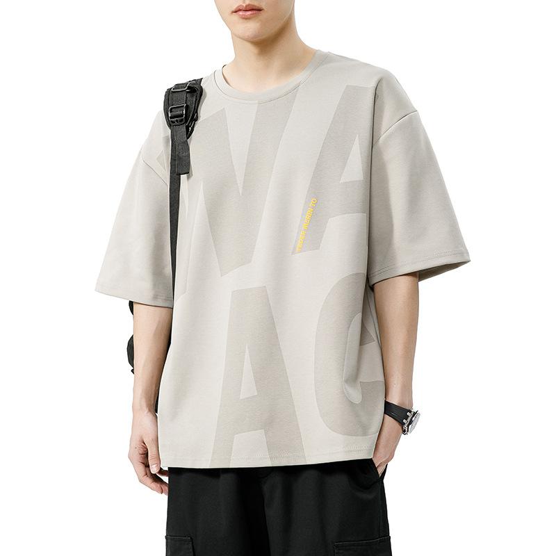 Men's Letter Personalized Printed Short Sleeved T-shirt for Men's Summer New Loose and Quick Drying Half Sleeved T-shirt