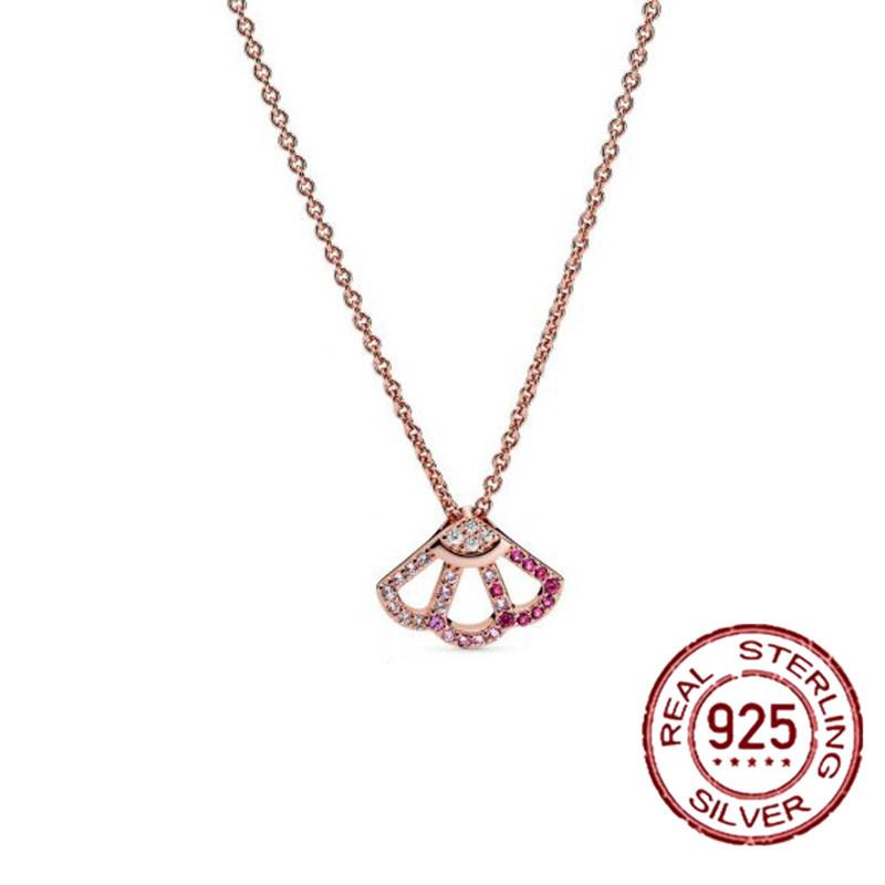 100 copper new Pink Swirl Wishbone Heart Collier Necklaces Ideal For Women Brand Authentic Band Necklaces Jewellery Gift