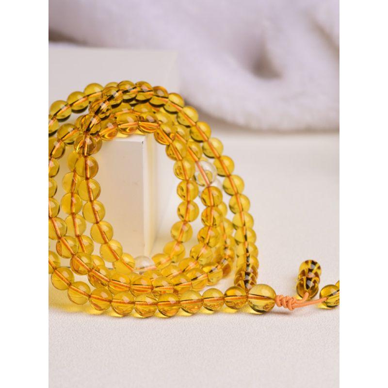 Natural Collection Brazil Citrine Bracelet 108 PCs Buddha Beads Rosary Multi-Wrap Bracelet Men's and Women's Crystal Ornament