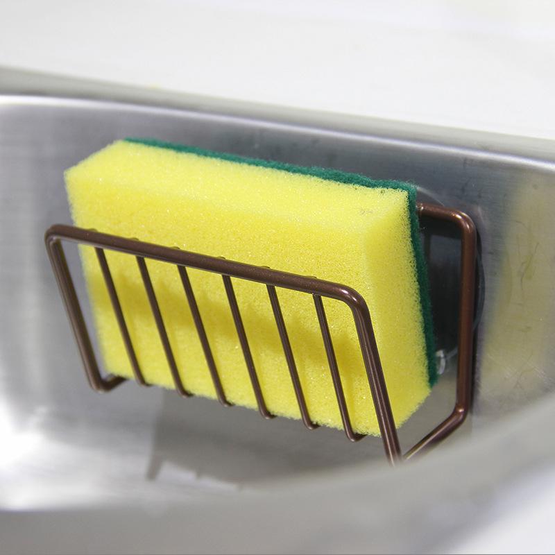 Stainless Steel Suction Cup Sponge Holder Durable Rustproof Drain Caddy Kitchen Sink Organizer for Daily Kitchen Cleaning Tool Storage