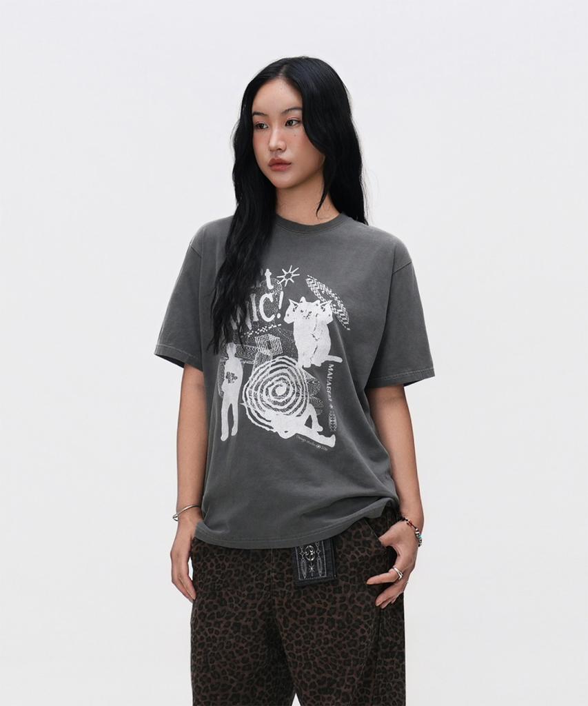 MAHAGRID Don’T Panic Pigment Tee Charcoal(Mg2Dmmt505A)
