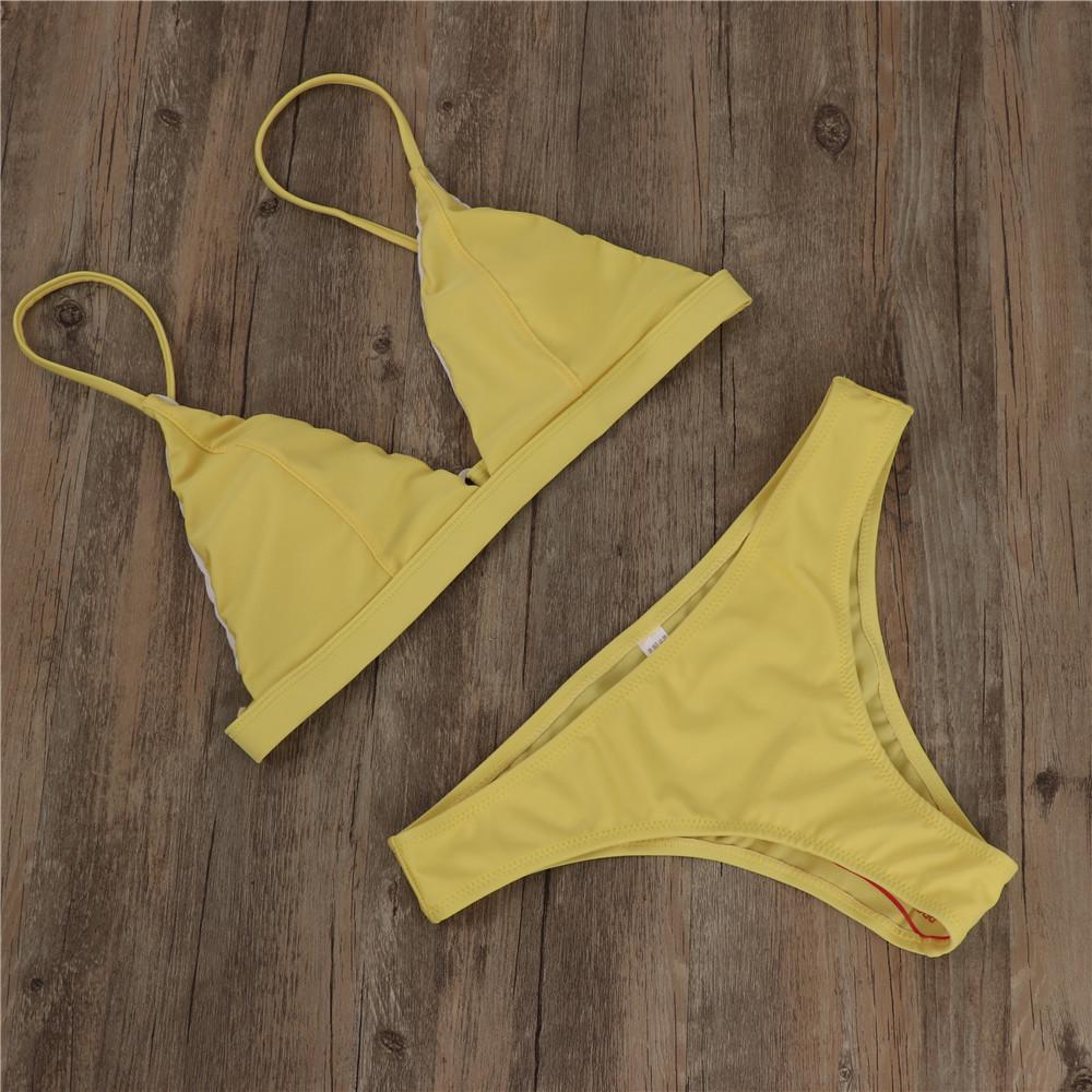 Plus Size European & American Solid Color Bikini - Sexy Two-Piece with Triangle Cup Women's Swimwear