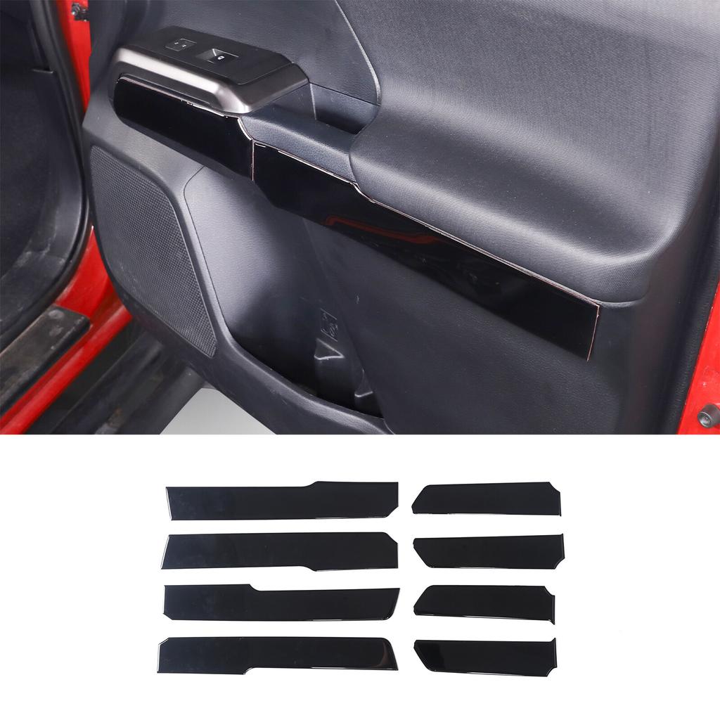 Glossy Piano Black Interior Door Panel Trim Sticker For Toyota Tacoma 2016-22