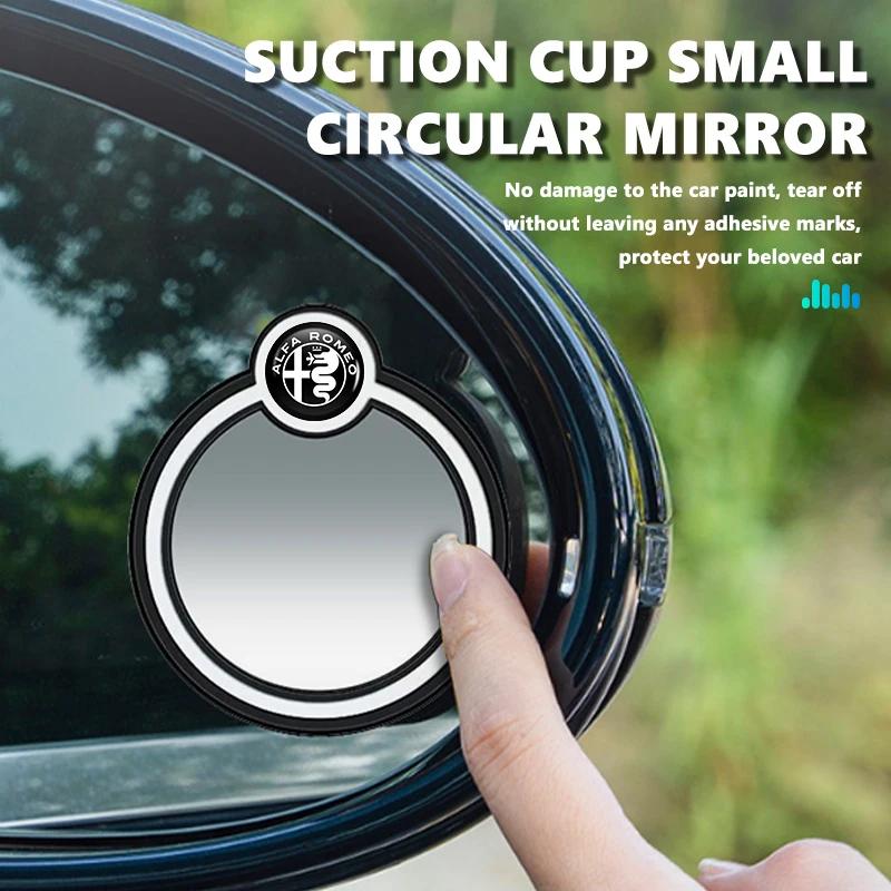 2pcs Car Round Frame Convex Wide-angle Rearview Auxiliary For Alfa Romeo 159 Giulietta Giulia 147 Mito 156 159 166 GT Stelvio