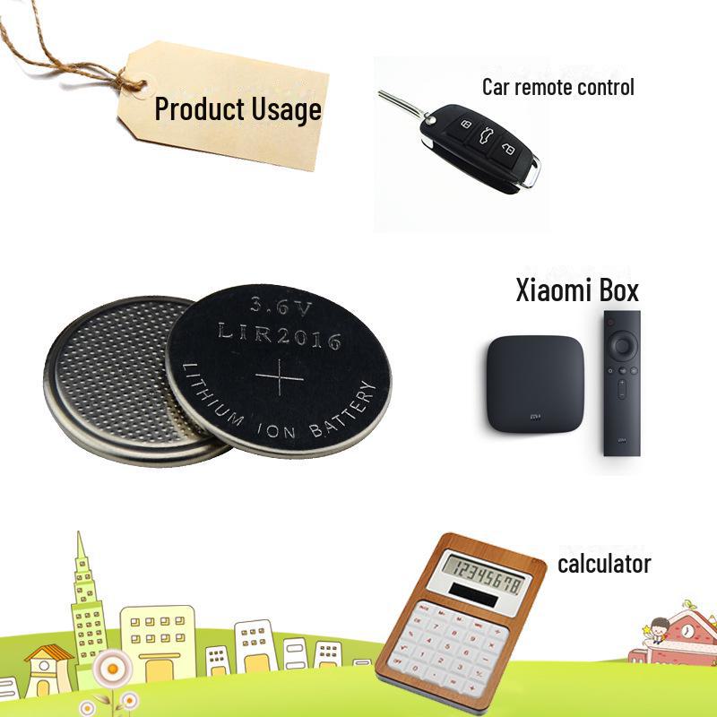 Baterie buton reîncărcabilă LIR2016 3,6 V - Înlocuiește CR2016 pentru cheile mașinii, reîncărcabilă de până la 500 de ori