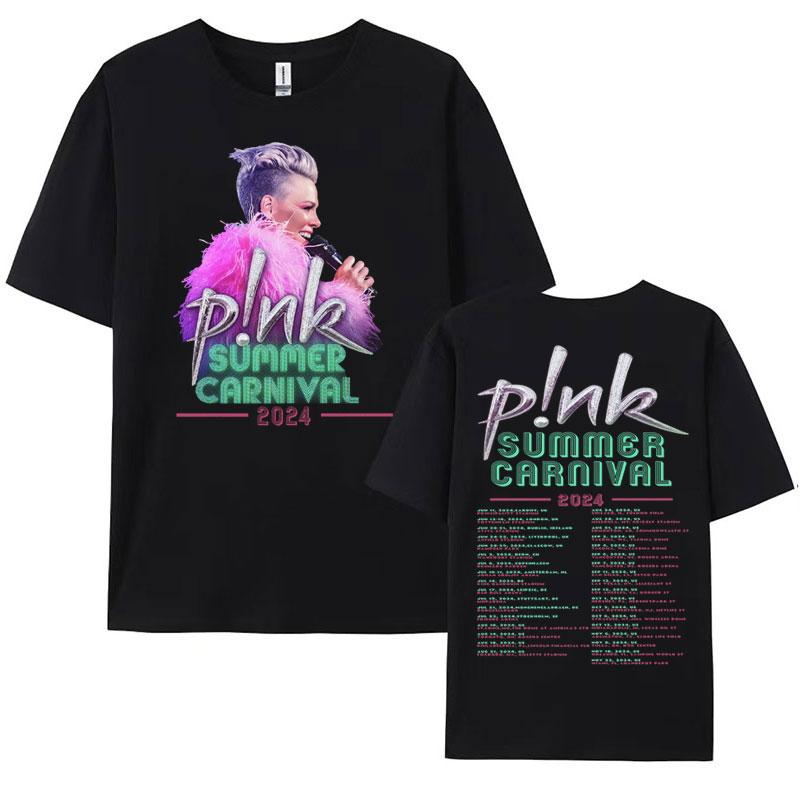 Pnk Pink Singer Summer Carnival 2024 Festival WORLD Tour Tee Shirt Womens Men Clothing Aesthetics Oversized Tshirt Streetwear