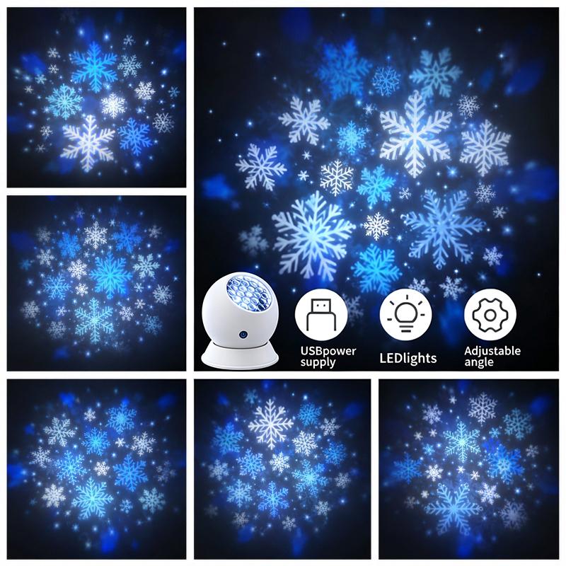 Snowflake Projector Lamp Dynamic Rotating Led Projection Light For Bedroom Christmas Party Ambient Decor