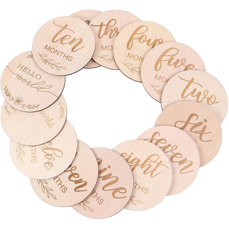 Laser Engraved Wooden Baby Milestone Photo Prop Slices