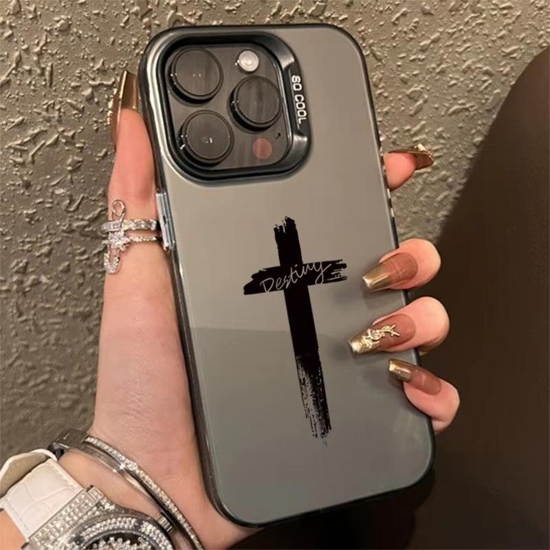 For iPhone 16 Pro Max 15 14 13 12 11 Stylish Three-Color Cross Phone Cover For iPhone XS Max X XR SE 3 2022 Matte Hard Back Case