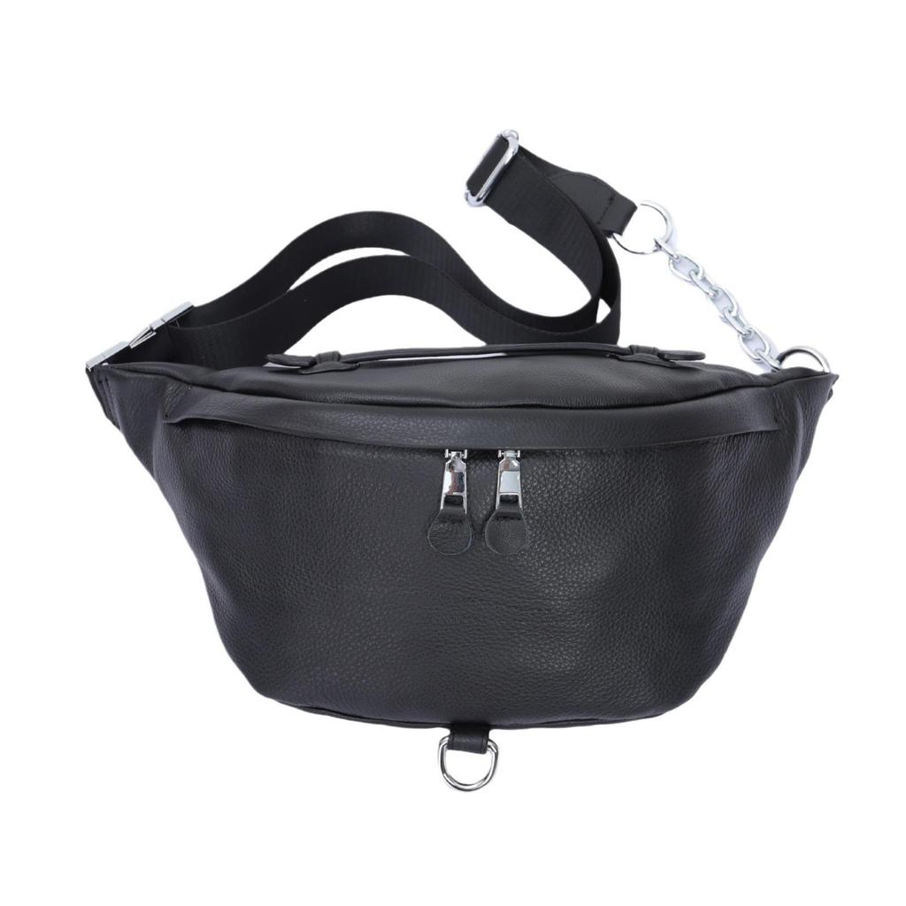 Autumn/Winter Korean Style Genuine Leather Men's Chest Bag Large Capacity Cowhide Waist Bag Chain Crossbody Shoulder Bag