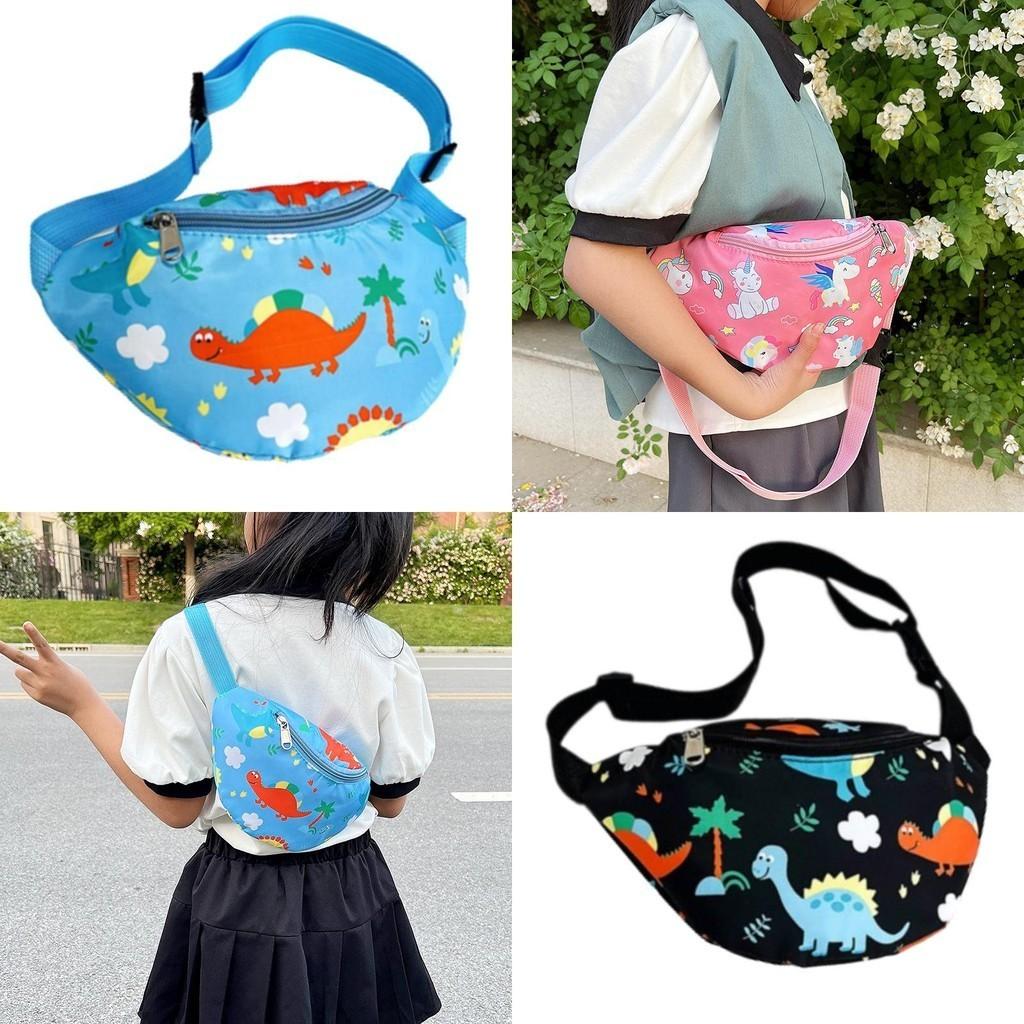 Cute Unicorn Kids Waist Bag Cartoon Dinosaur Shoulder Bag Nylon Material Lightweight And Theft-proof