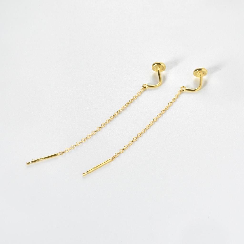 ANDYWEN 925 Silver A Pair Of Gold Silver Fashion Long Chain Tassel Stud Earrings Ladies 2023 High Jewelry