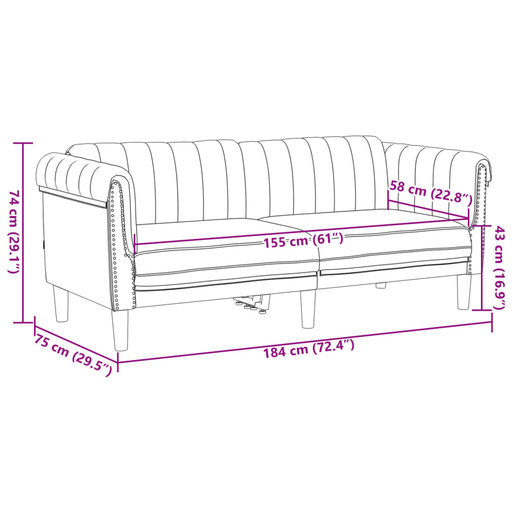 3 Piece Sofa Set in Brown Velvet