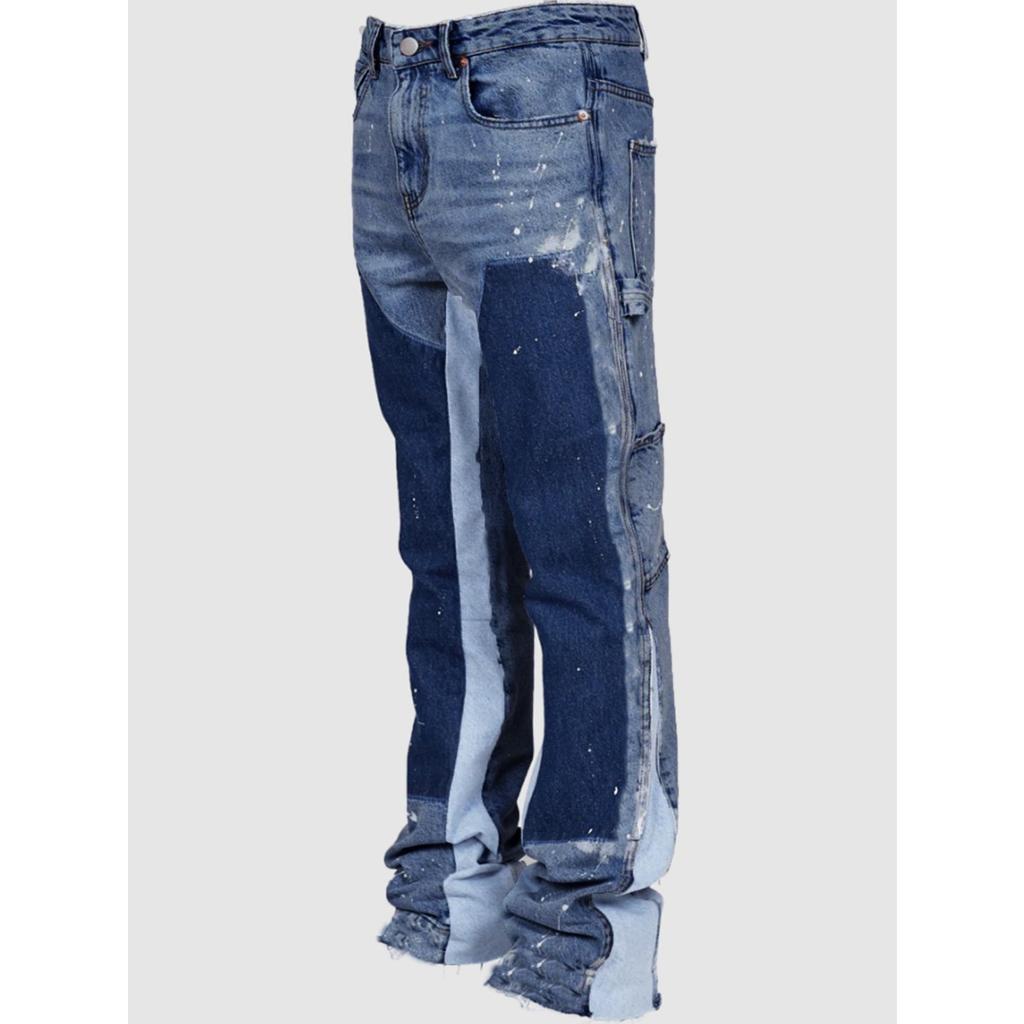 DRIPX Jeans Lavati Uomo Vintage Caviglia Pantaloni Vita Media Tasche Bottone Zip Chiusura Denims Usurati Streetwear Pantaloni Dritti