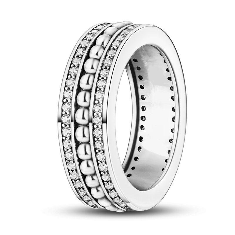 2023 Fashion Silver Plated Princess Tiara Crown Sparkling Love Heart Rings for Women Jewelry Anniversary Gift