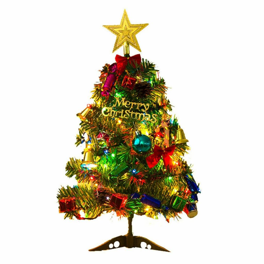 Christmas Tree,Small Little Tabletop Prelit Christmas Tree 20 Inch Decorated With Ornaments Lights Artificial Green Tree