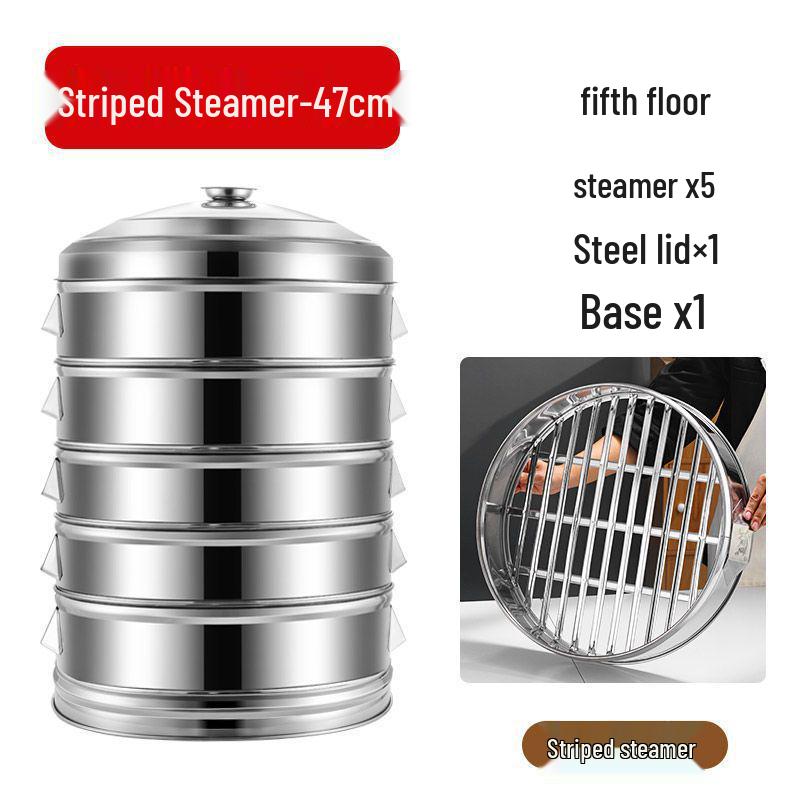 Large-Capacity Stainless Steel Steamer Basket for Fish and Buns