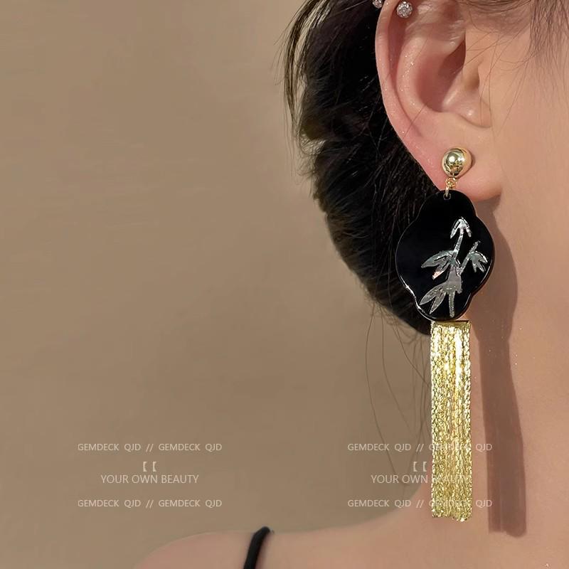 Elegant Long Tassel Full Diamond Earrings for Evening and Banquet