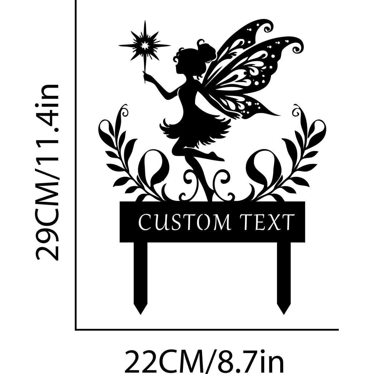 Metal Fairy Garden Stake Personalized Flower Bed Decoration Outdoor Gift